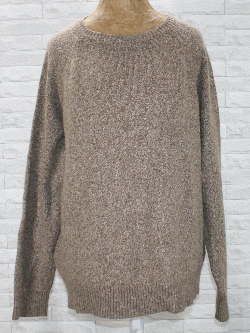 J. CREW Sweater Wool Blend Classic Men's Oversized Marled Winter Neutral Tan XL